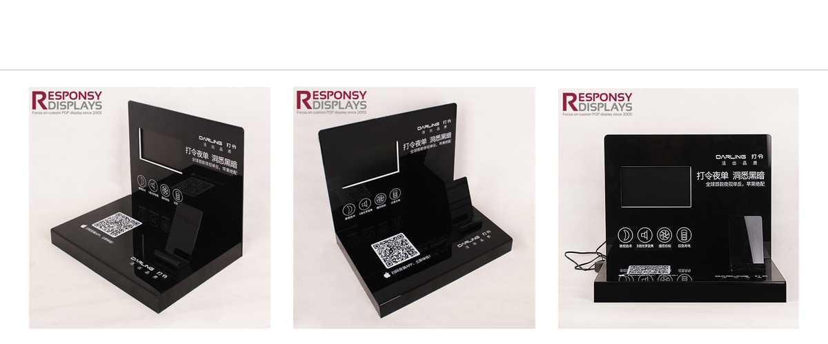 定制亞克力柜臺(tái)數(shù)碼相機(jī)展示架帶LCD屏 工廠(chǎng)定制