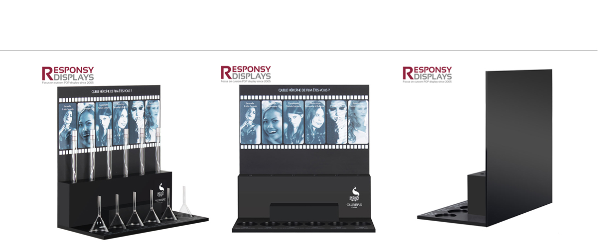 T4mm黑色啞光亞克力香水柜臺展示，化妝品促銷展架