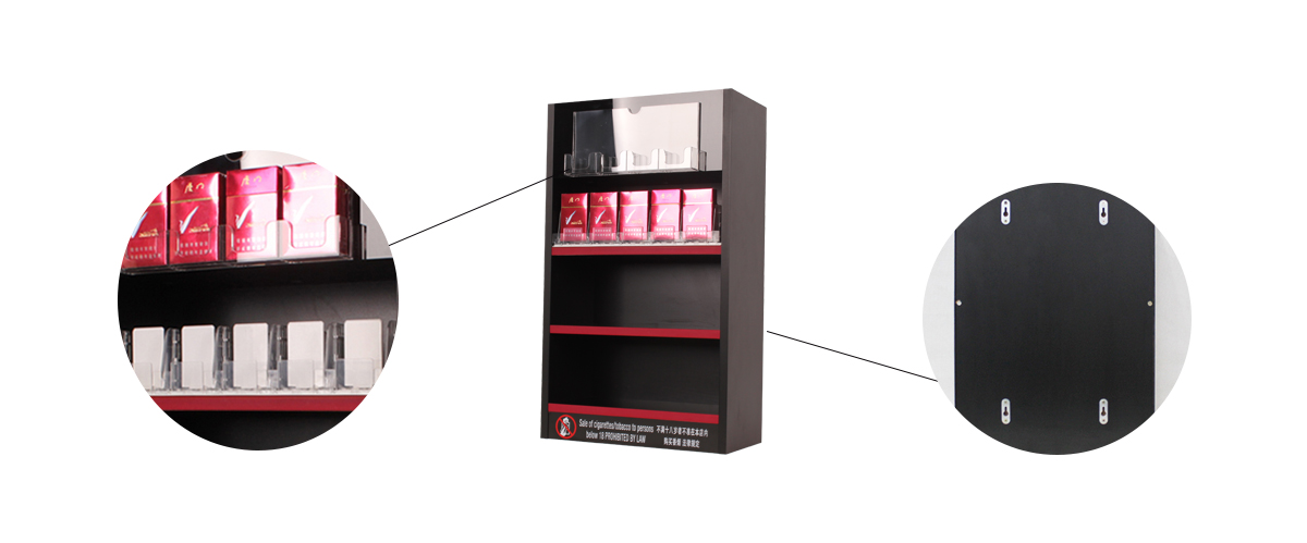 工廠定制柜臺(tái)香煙展示架四層帶鎖適用于商場