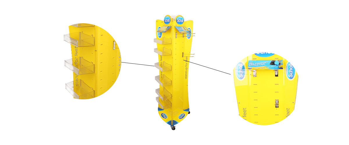 定制亞克力多側(cè)面護足霜展示架帶3個輪子落地展架